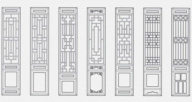 茄子河常用中式仿古花窗图案隔断设计图